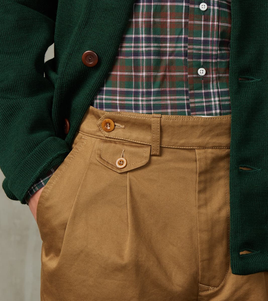 Enfield 121 Chino Trouser - Pleated Tapered - Beige Twill