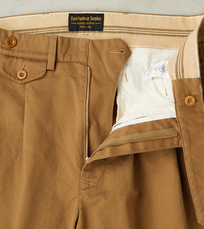 Enfield 121 Chino Trouser - Pleated Tapered - Beige Twill