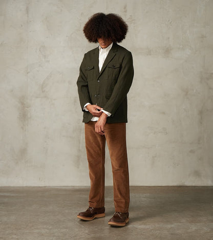 Clarence 2601 Field Jacket - Green Linen Wool Herringbone Twill