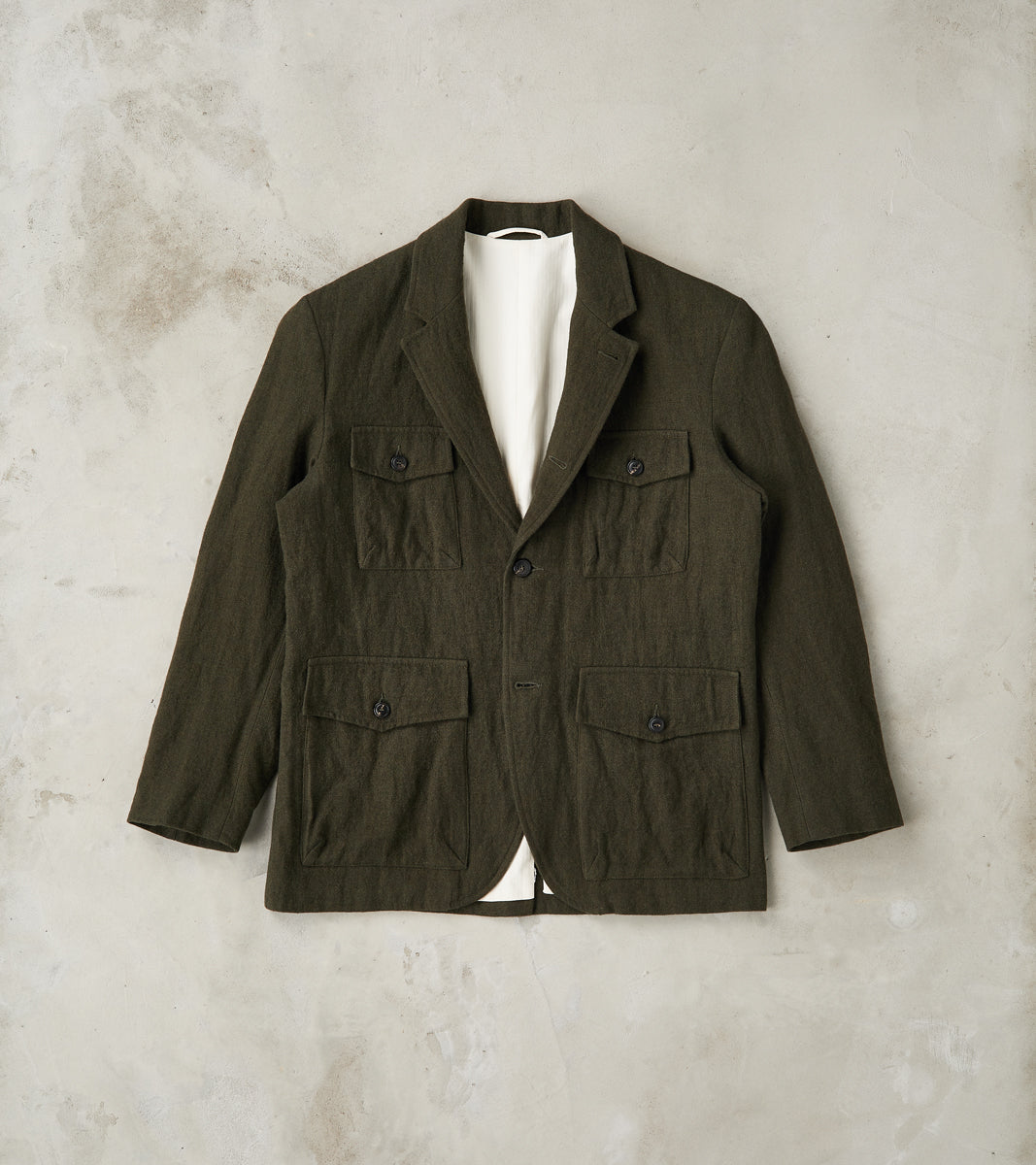 East Harbour Surplus Clarence 2601 Field Jacket - Green Linen Wool Her…