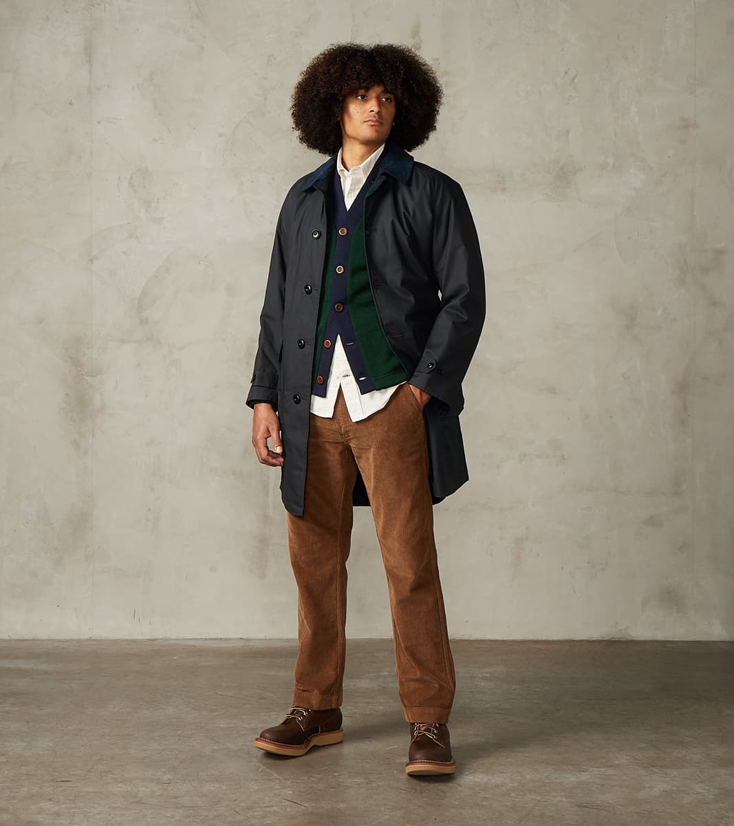 Murray 670 Reversible Raglan Trench Coat - Black Waxed Canvas & Blackwatch Woolen
