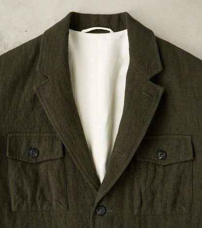 Clarence 2601 Field Jacket - Green Linen Wool Herringbone Twill