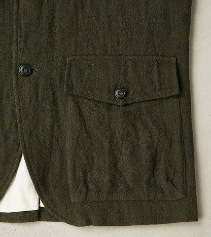 Clarence 2601 Field Jacket - Green Linen Wool Herringbone Twill