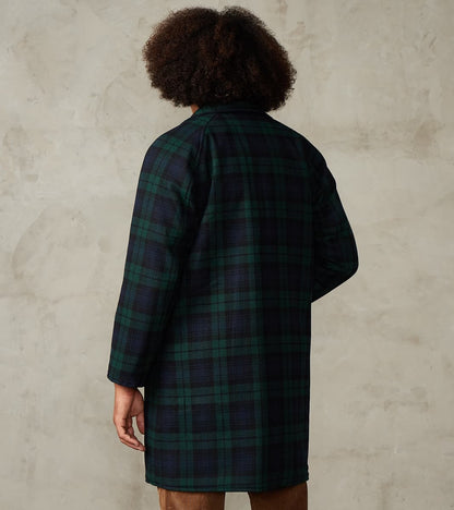 Murray 670 Reversible Raglan Trench Coat - Black Waxed Canvas & Blackwatch Woolen