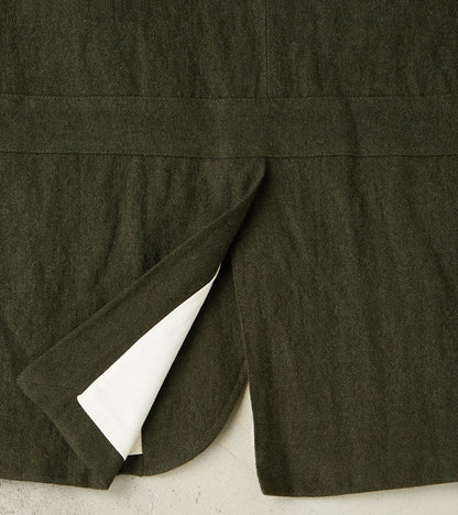 Clarence 2601 Field Jacket - Green Linen Wool Herringbone Twill
