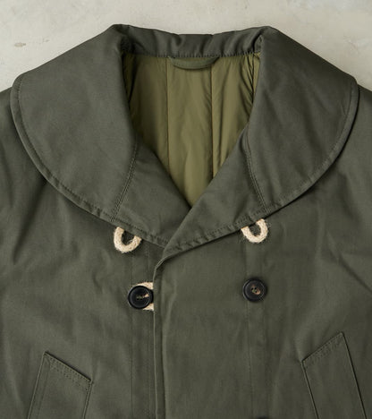 Clayton 670 Shawl DB Army Coat - Olive Waterproof Waxed Canvas