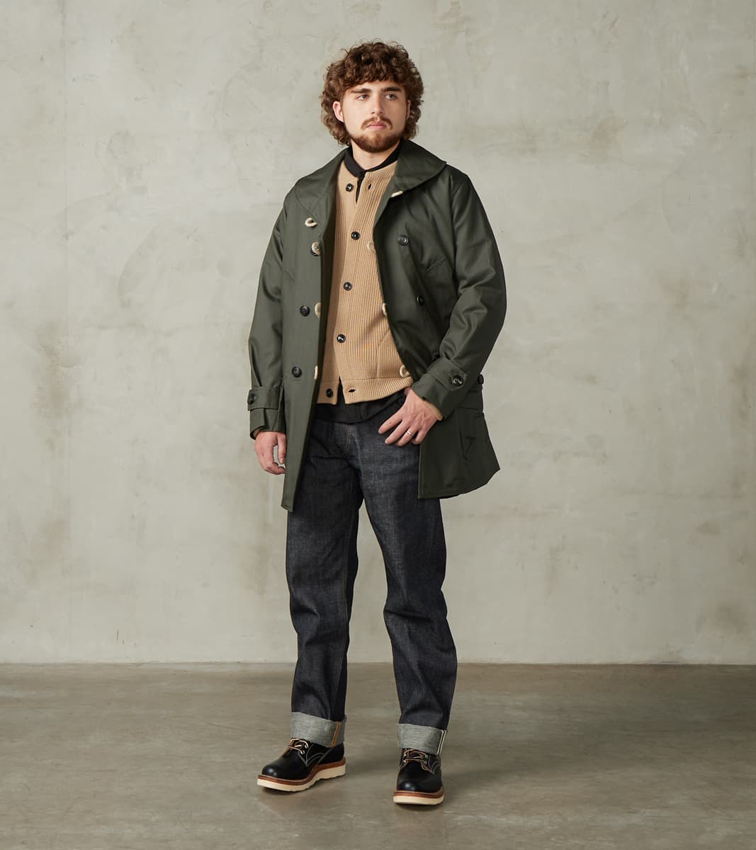 East Harbour Surplus Clayton 670 Shawl DB Army Coat - Olive Waterproof…