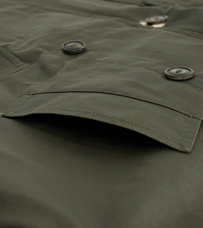 Clayton 670 Shawl DB Army Coat - Olive Waterproof Waxed Canvas