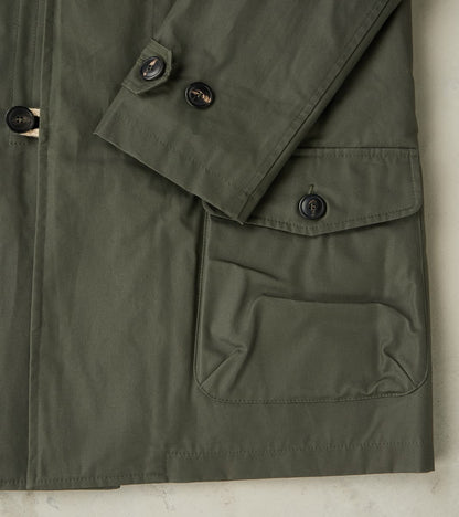 Clayton 670 Shawl DB Army Coat - Olive Waterproof Waxed Canvas