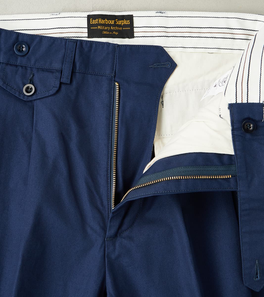 Enfield 078 Chino Trouser - Pleated Tapered - Navy Twill