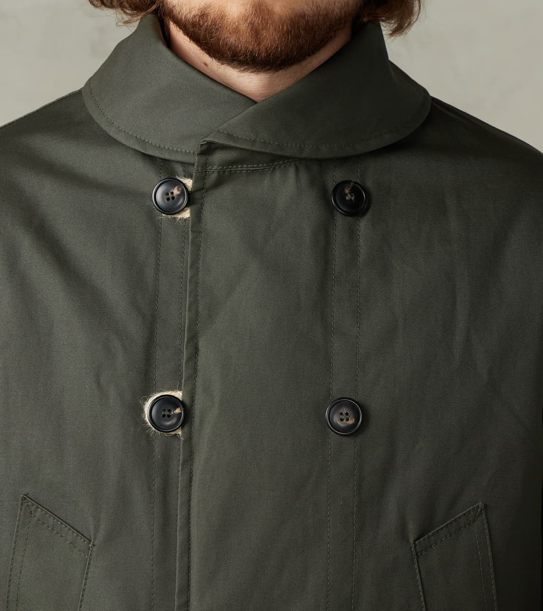 Clayton 670 Shawl DB Army Coat - Olive Waterproof Waxed Canvas
