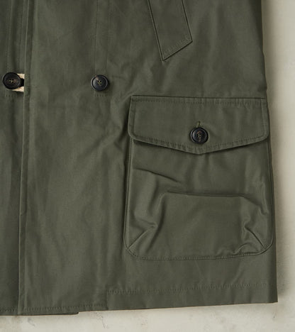 Clayton 670 Shawl DB Army Coat - Olive Waterproof Waxed Canvas
