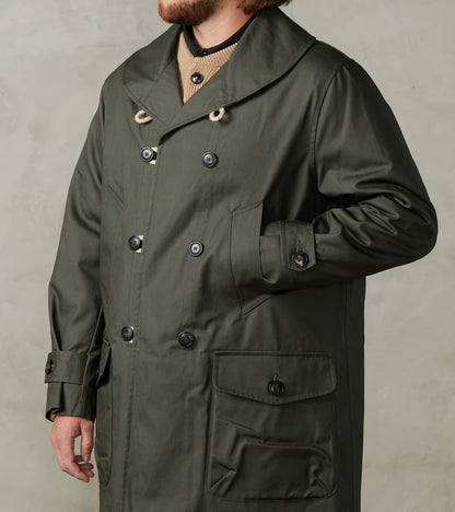 Clayton 670 Shawl DB Army Coat - Olive Waterproof Waxed Canvas