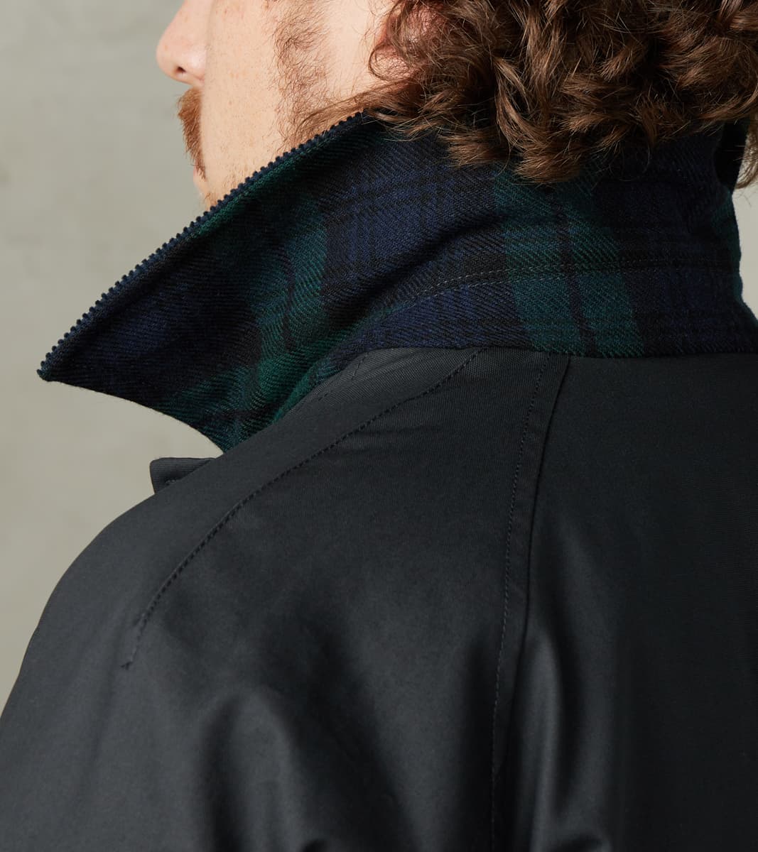 Murray 670 Reversible Raglan Trench Coat - Black Waterproof Canvas & Blackwatch Woolen