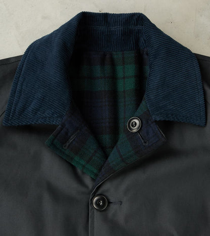 Murray 670 Reversible Raglan Trench Coat - Black Waterproof Canvas & Blackwatch Woolen