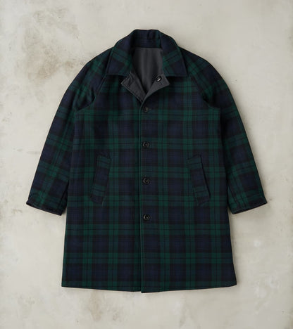 Murray 670 Reversible Raglan Trench Coat - Black Waterproof Canvas & Blackwatch Woolen