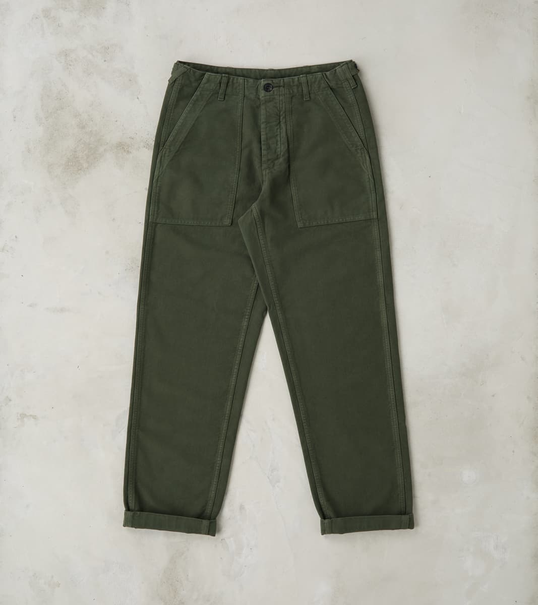 Fortela New Fatigue Trouser - Forest Green Garment Dyed Moleskin