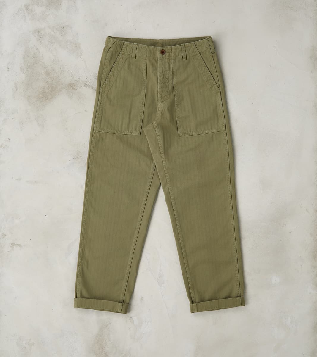 Fortela New Fatigue Trouser - Sage Herringbone Twill