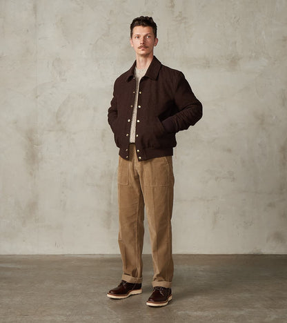FxDR Cambridge Bomber Jacket - Lovat® Sonsie Tweed Twill - Undyed Espresso Melton