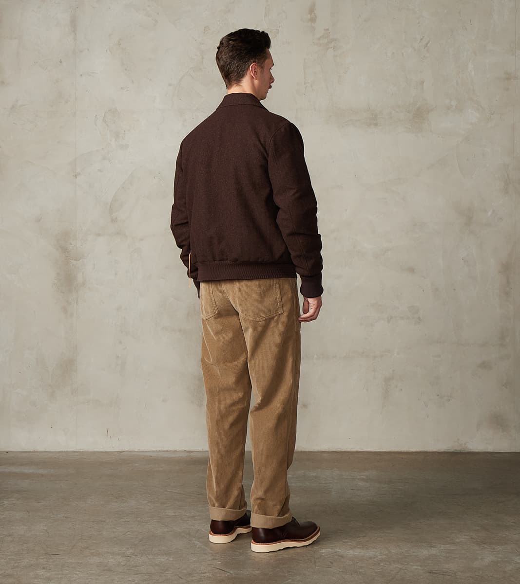 FxDR Cambridge Bomber Jacket - Lovat® Sonsie Tweed Twill - Undyed Espresso Melton
