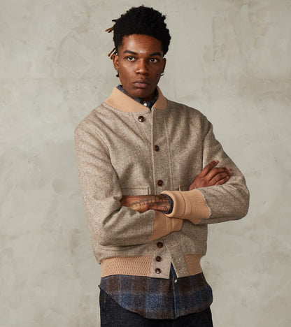 Cruiser Bomber Jacket - Beige Wool Herringbone Twill