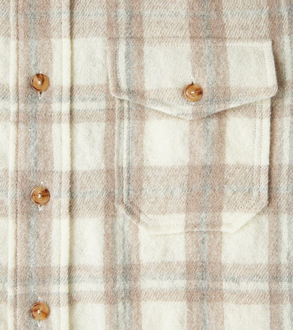Kenny Overshirt - Cream Grey Tartan Wool Twill