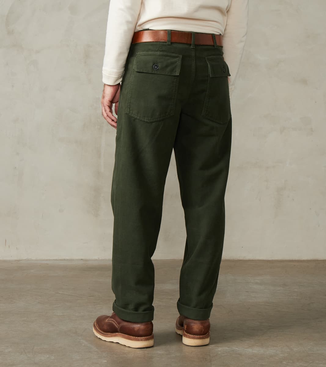 Fortela New Fatigue Trouser - Forest Green Garment Dyed Moleskin