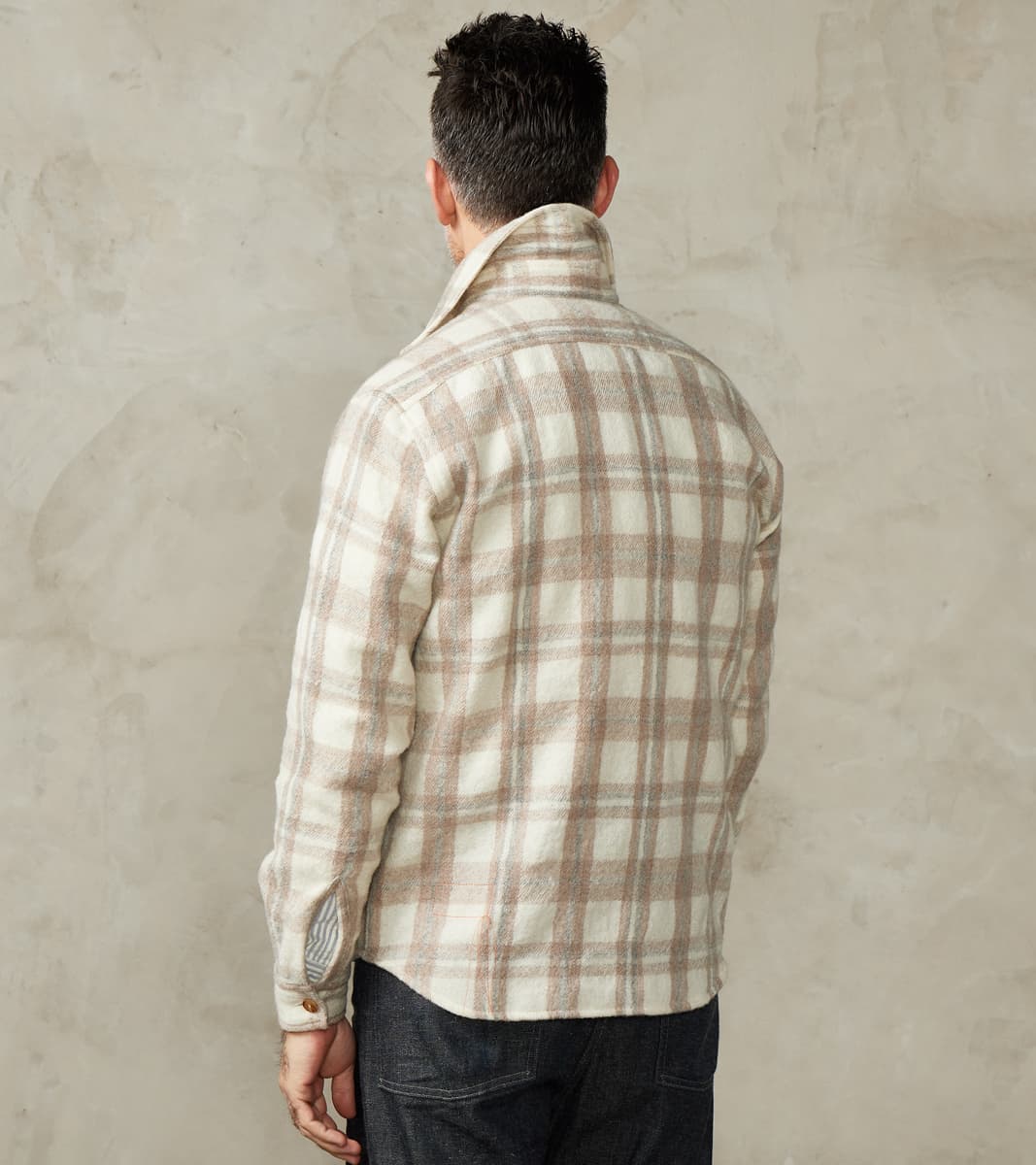 Kenny Overshirt - Cream Grey Tartan Wool Twill