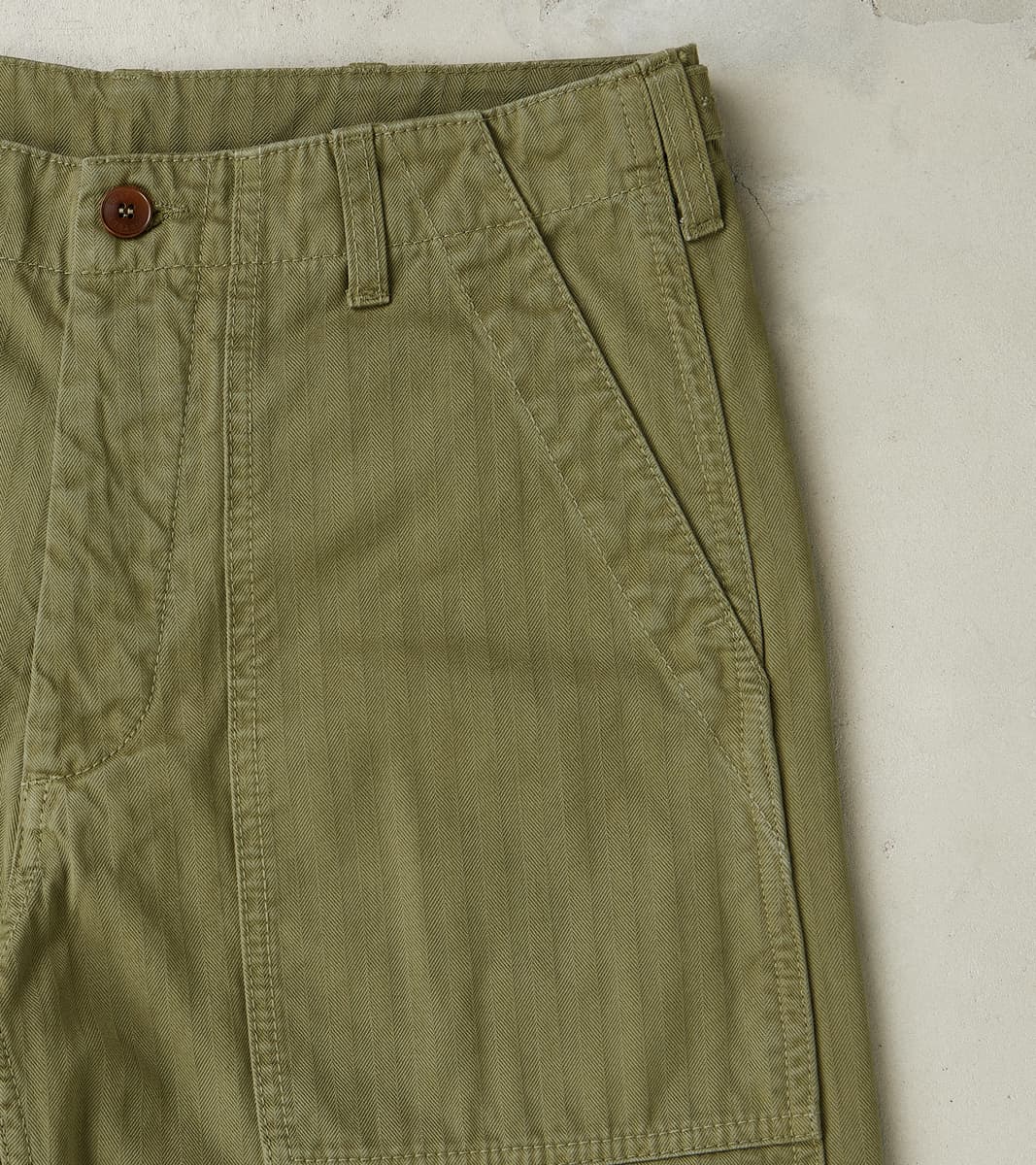 New Fatigue Trouser - Sage Herringbone Twill