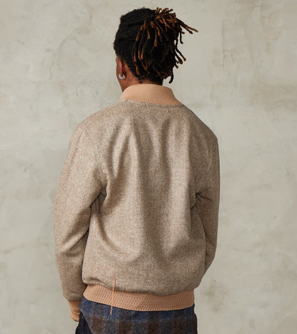 Cruiser Bomber Jacket - Beige Wool Herringbone Twill