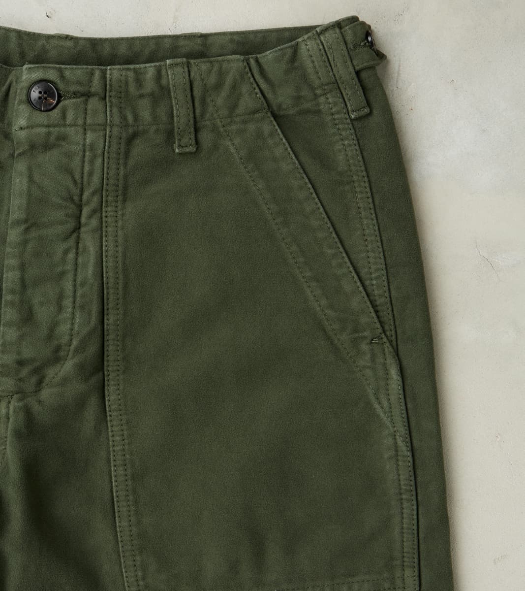 New Fatigue Trouser - Forest Green Garment Dyed Moleskin