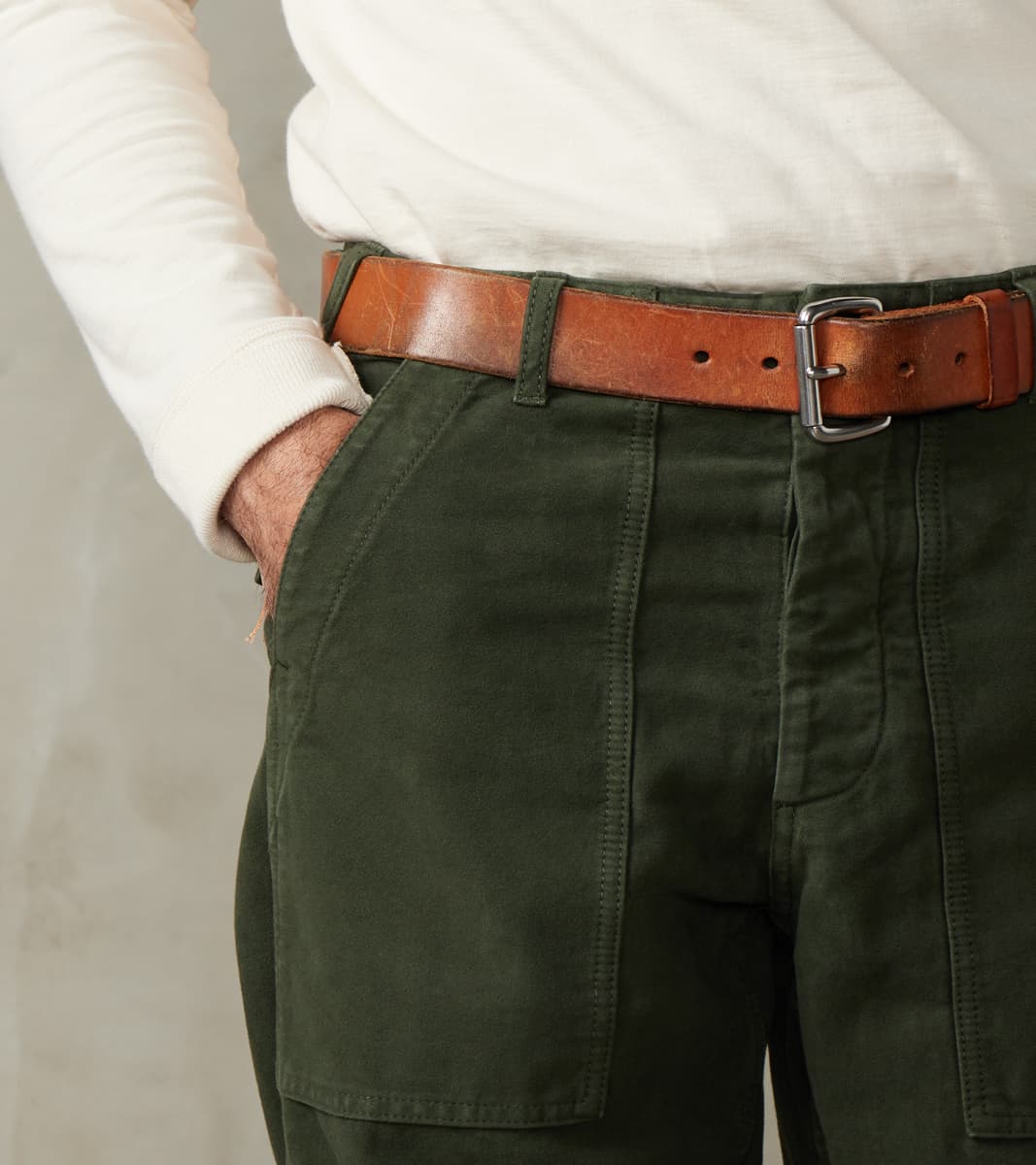 Fortela New Fatigue Trouser - Forest Green Garment Dyed Moleskin