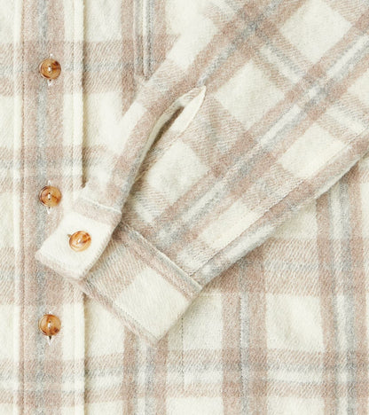 Kenny Overshirt - Cream Grey Tartan Wool Twill