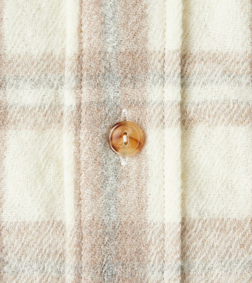 Kenny Overshirt - Cream Grey Tartan Wool Twill