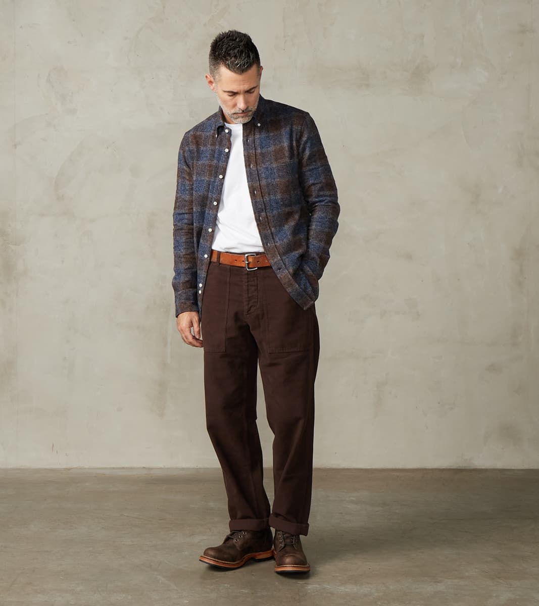 New Fatigue Trouser - Dark Brown Garment Dyed Moleskin