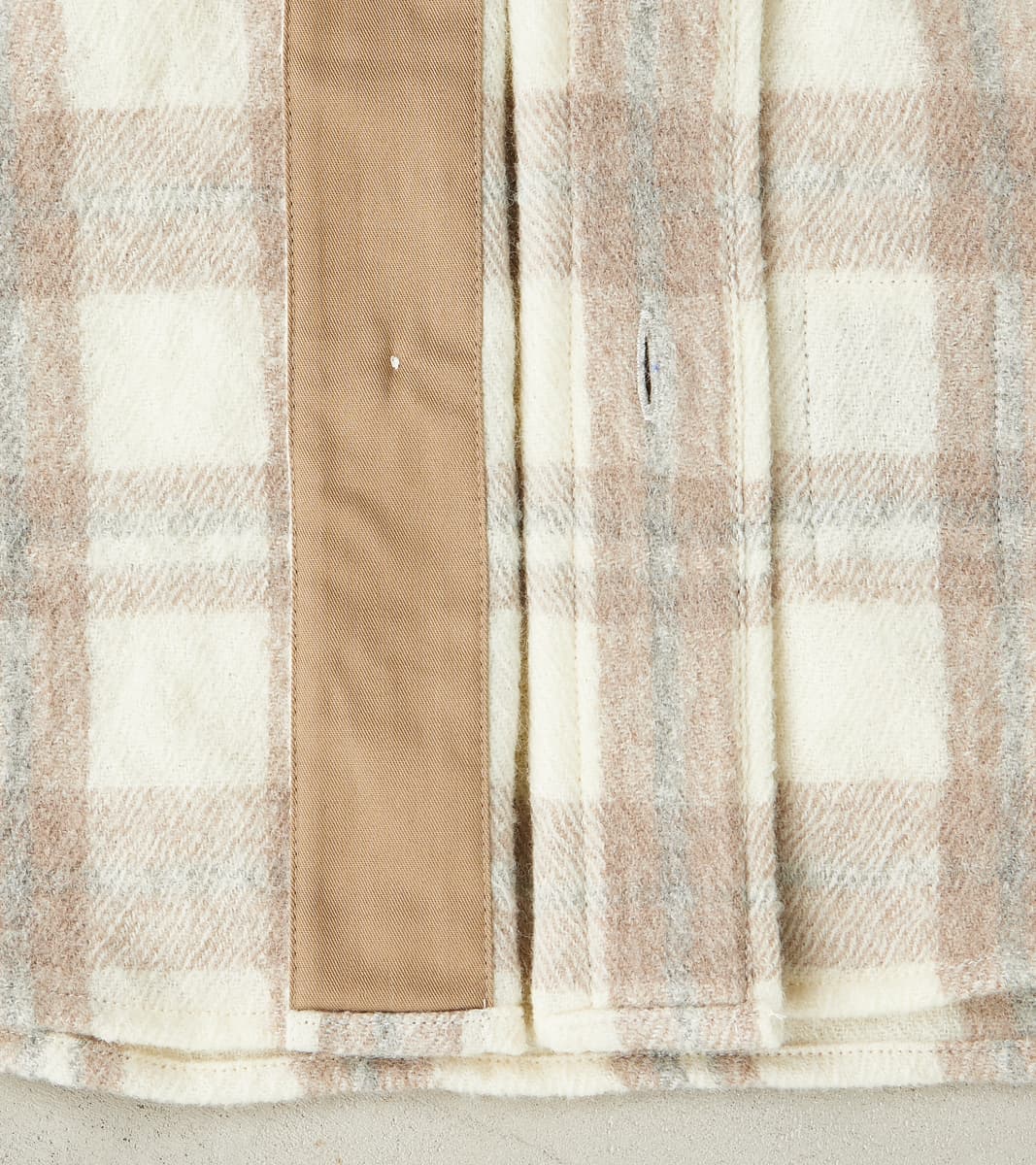 Kenny Overshirt - Cream Grey Tartan Wool Twill