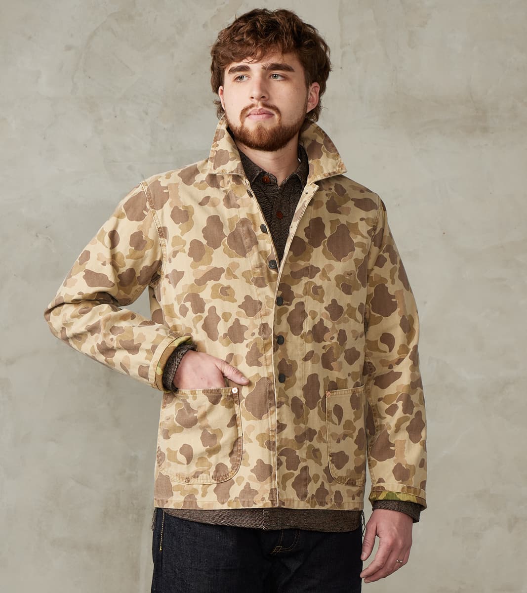 Fortela Clays Utility Jacket - Kamo Herringbone Twill