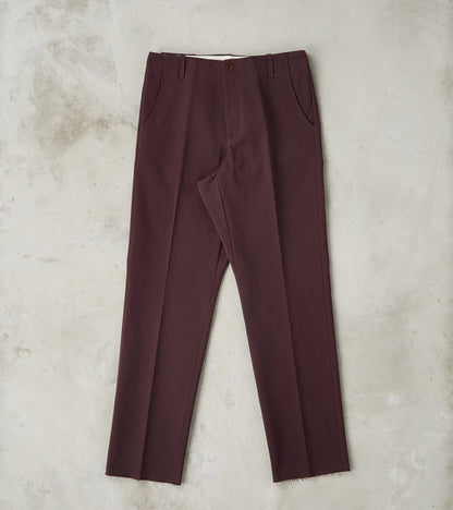 Fortela Hector TV Trouser - Bordeaux Cotton Twill Chino