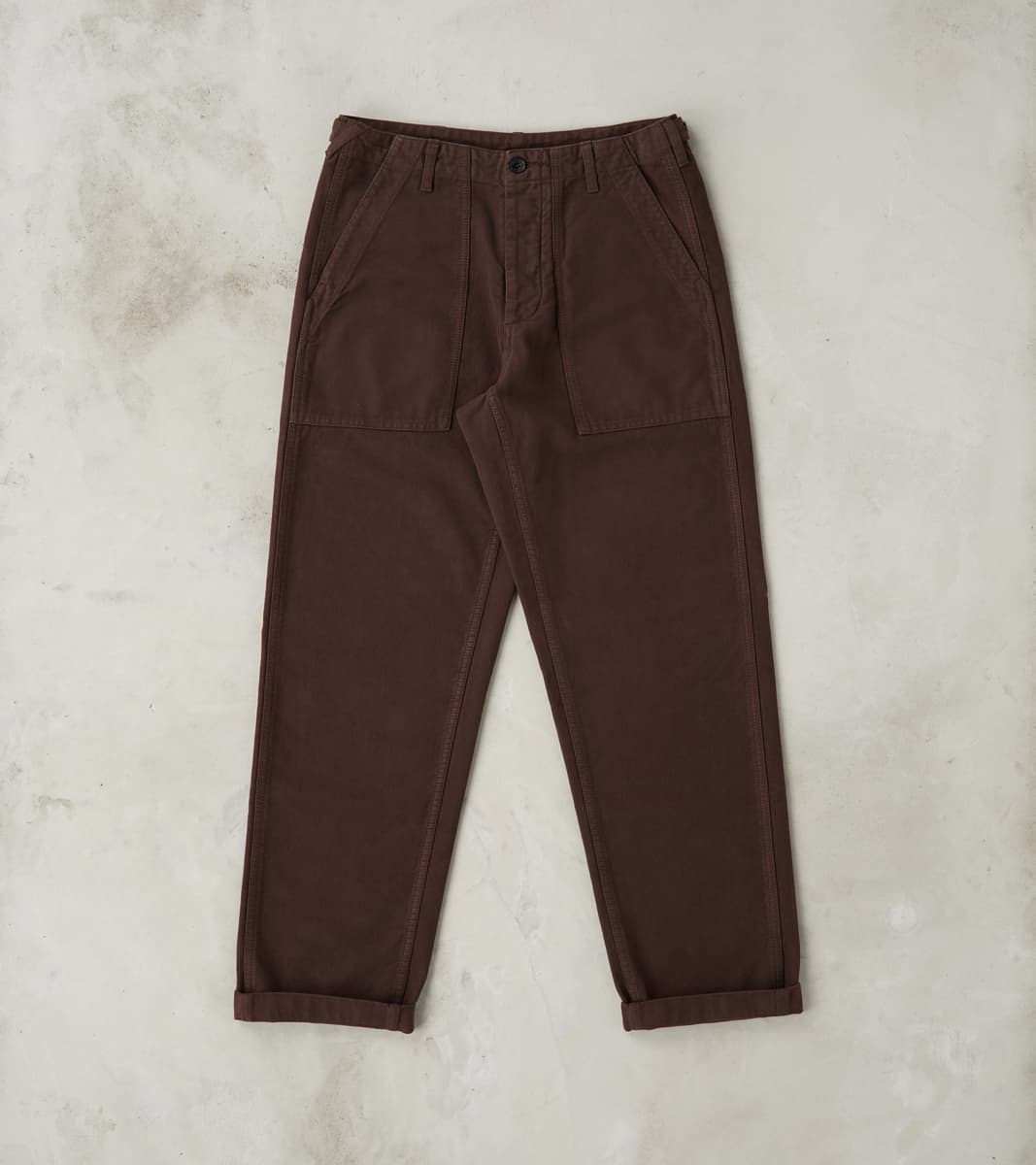 Fortela New Fatigue Trouser - Dark Brown Garment Dyed Moleskin