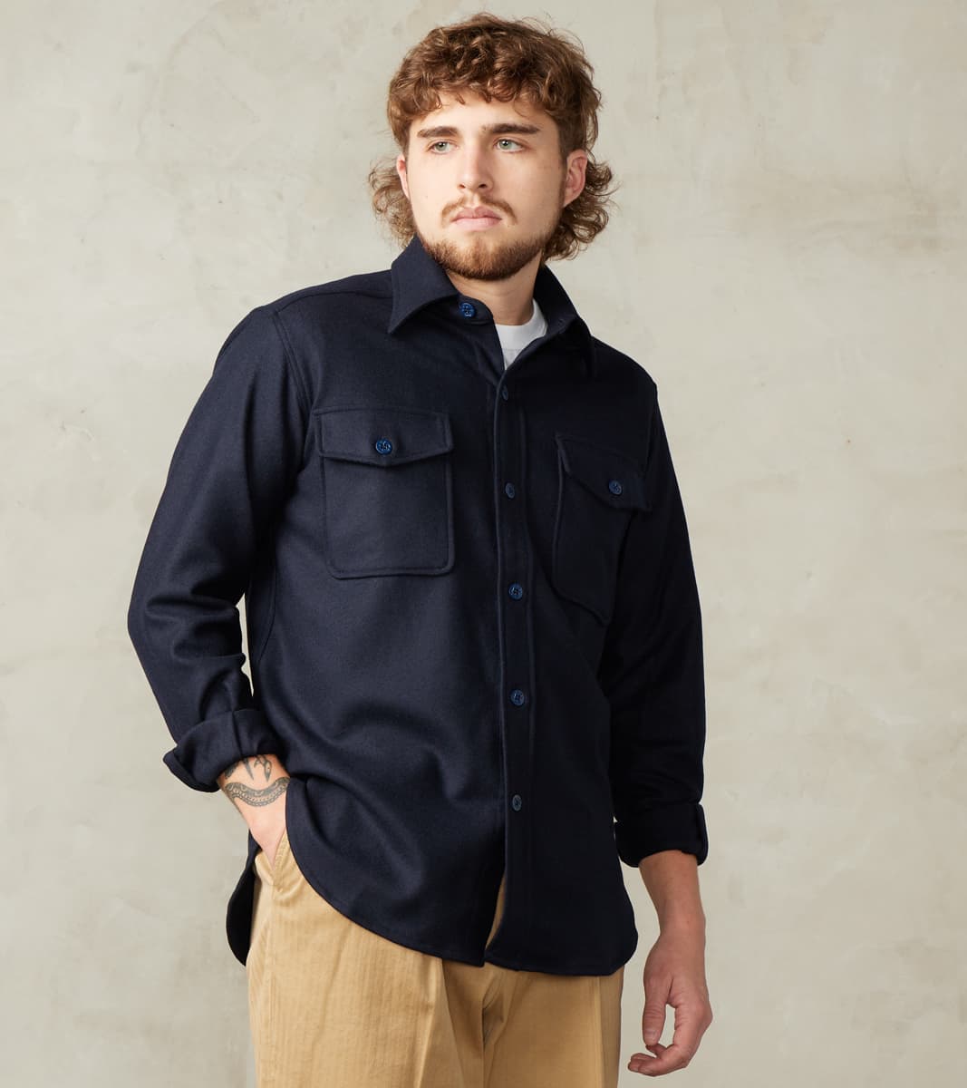 Fortela CPO Shirt - Navy Wool Twill