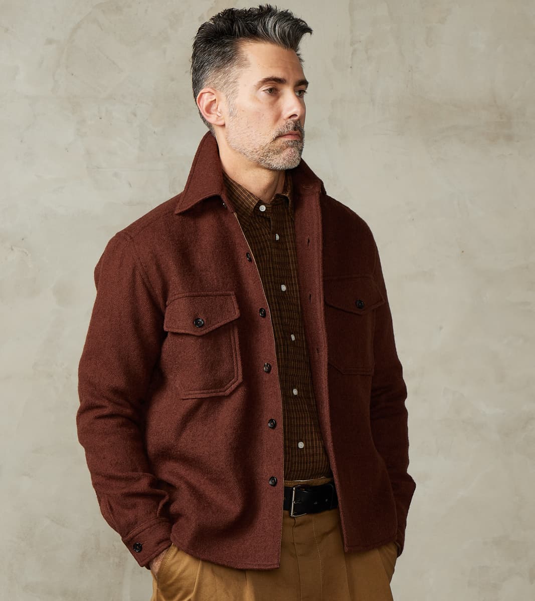 Fortela Kenny Overshirt - Tobacco Wool Twill