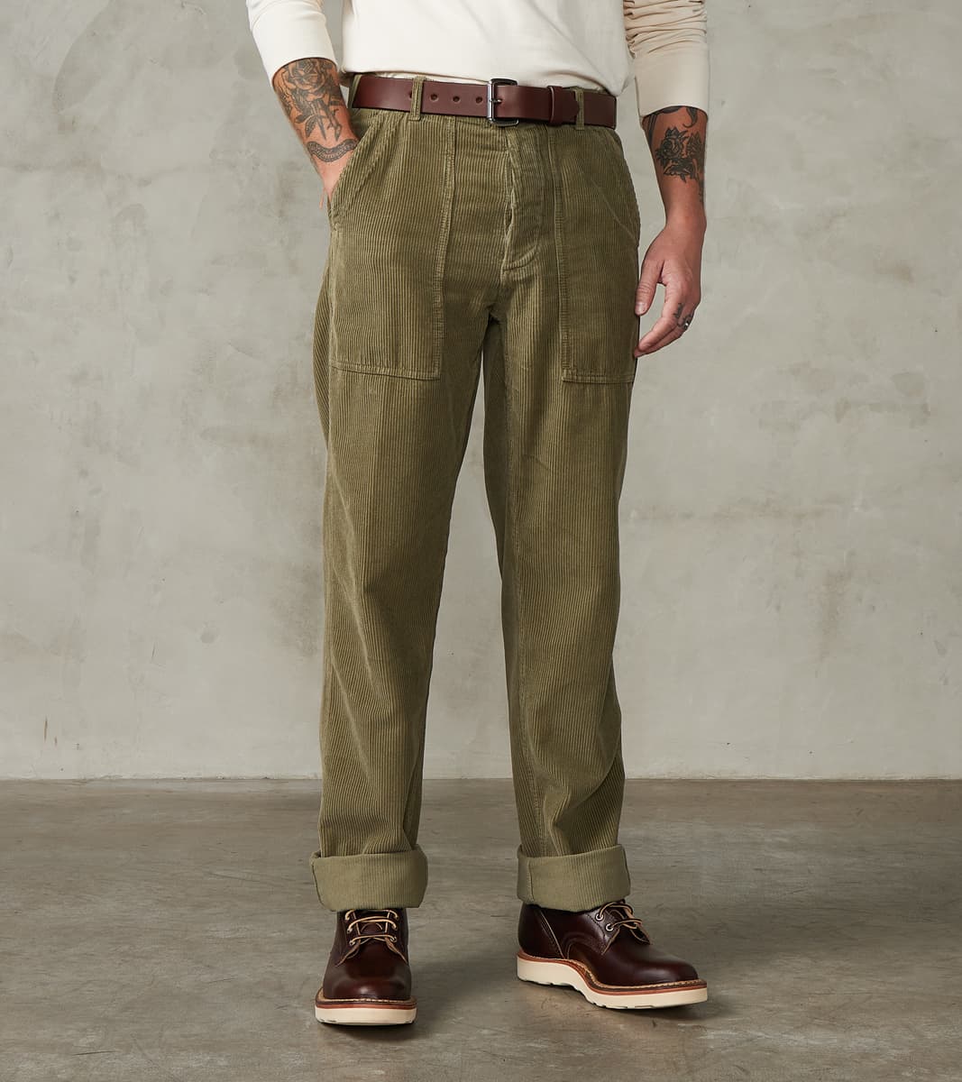 Fortela New Fatigue Trouser - Olive Corduroy
