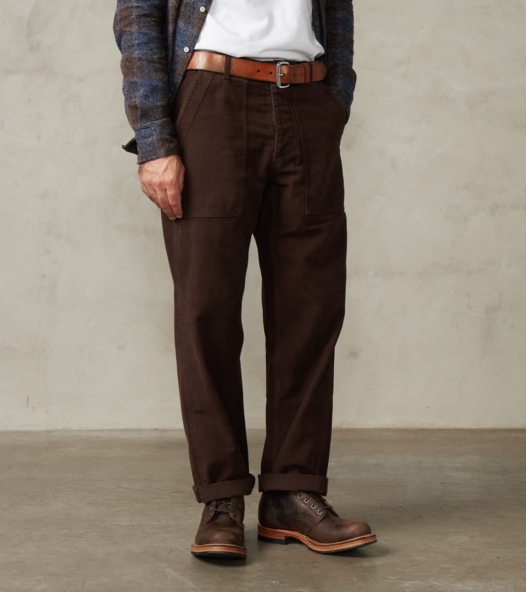 Fortela New Fatigue Trouser - Dark Brown Garment Dyed Moleskin