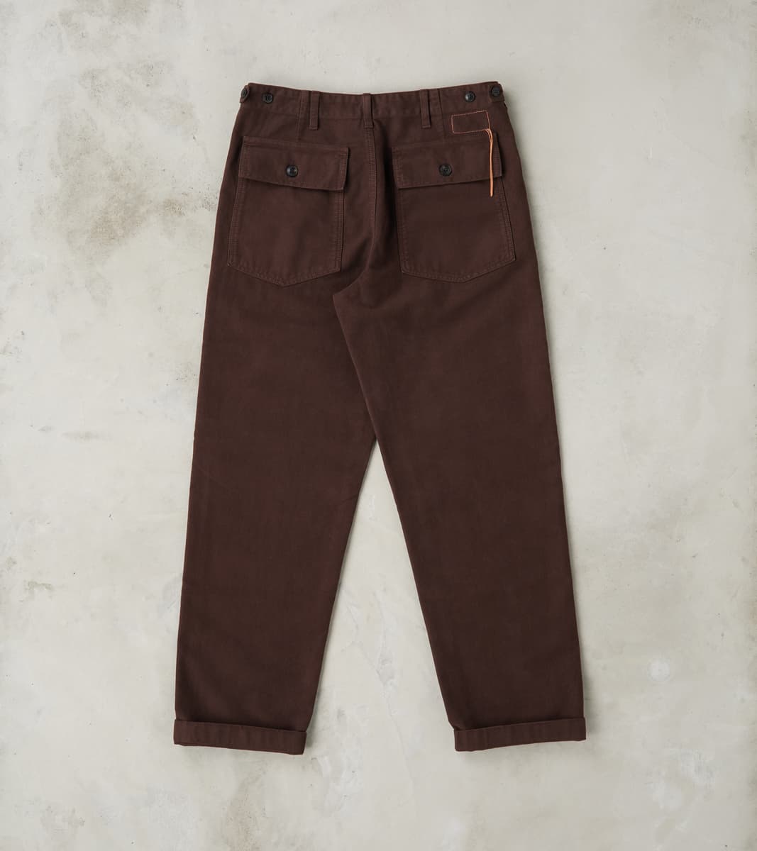 New Fatigue Trouser - Dark Brown Garment Dyed Moleskin