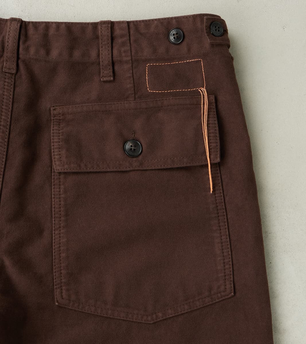 New Fatigue Trouser - Dark Brown Garment Dyed Moleskin