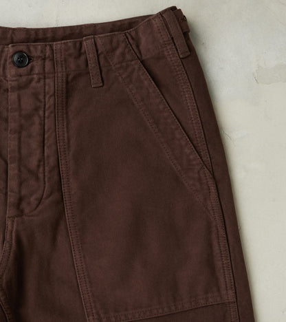 New Fatigue Trouser - Dark Brown Garment Dyed Moleskin