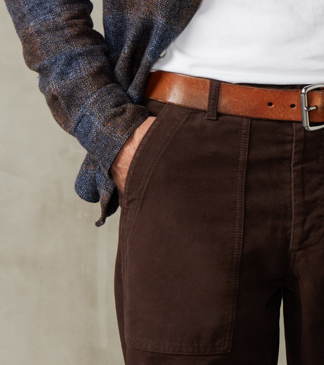 New Fatigue Trouser - Dark Brown Garment Dyed Moleskin