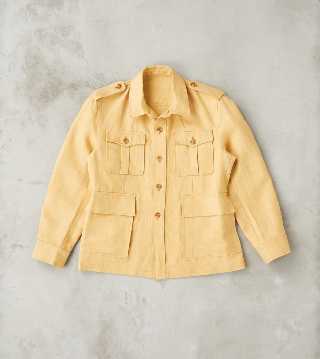 Fortela Owen Safari Jacket - Camel Linen Drill Canvas