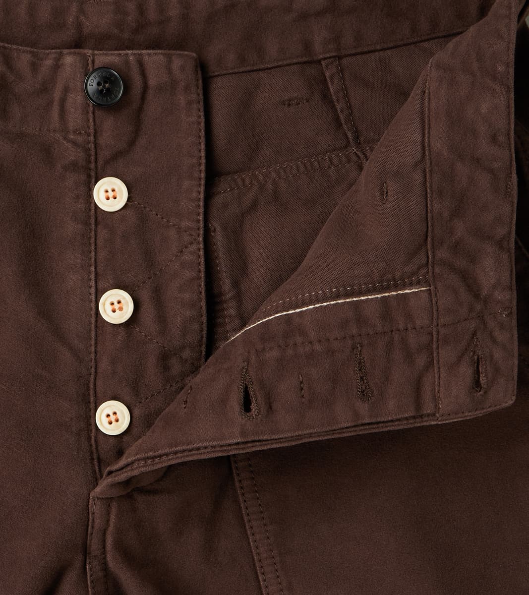 New Fatigue Trouser - Dark Brown Garment Dyed Moleskin