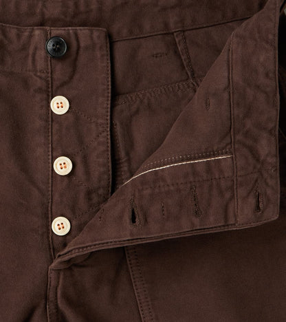 New Fatigue Trouser - Dark Brown Garment Dyed Moleskin